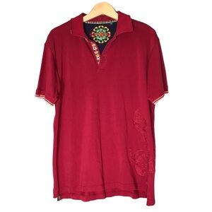 Robert Graham Men's Red Pima Cotton Polo Shirt Short Sleeve Pique Knit Fabric